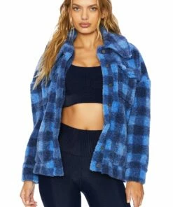 Sherpa Jacket Cornflower Buffalo Check -bechriot Online Shop BR06168F1 COBC ALT 1 scaled