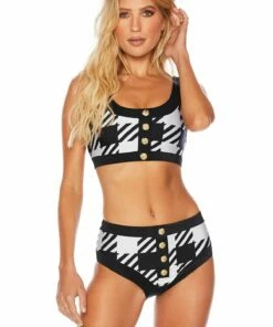 Isle Top Periwinkle Houndstooth -bechriot Online Shop BR09618R1 HOUN FRONT 1