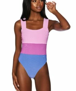 Amy One Piece  Pink Periwinkle Colorblock