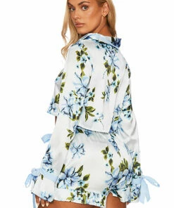 Luna Blouse Pink Floral -bechriot Online Shop BRB0173S1 blu back 2